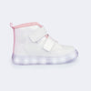 Tênis Cano Médio com Led Pampili Sneaker Luz Glitter Branco