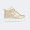 Tênis de Led Infantil Pampili Sneaker Luz Metalizado Dourado