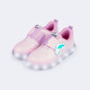 Tênis de Led Infantil Pampili Sneaker Luz Cauda de Sereia Rosa Claro