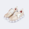 Tênis de Led Infantil Pampili Sneaker Luz Cauda de Sereia Dourado