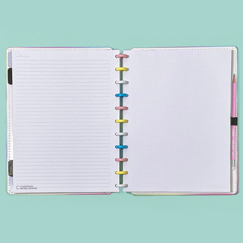 Caderno Inteligente Candy Splash G+ Grande Colorido - Linhas Brancas Special Edition - abertura do caderno