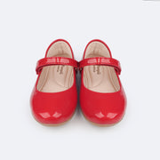 Sapatilha Infantil Pampili Bailarina Tira com Velcro Verniz Vermelho Peper