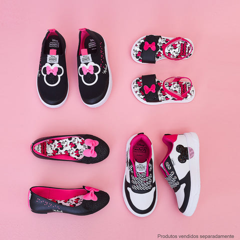 Sapatilha Infantil Pampili Super Fofura Braile Minnie Preta - coleção infantil Minnie Disney