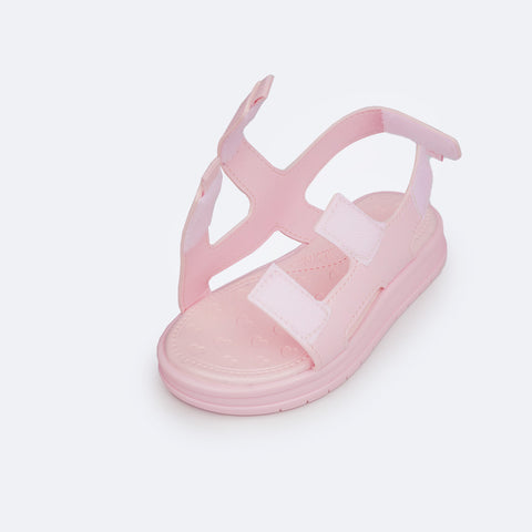 Sandália Papete Infantil Pampili Petit Velcro Triplo Rosa Suspiro