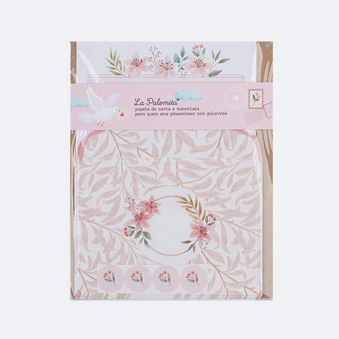 Papel de Carta Buendía Floral Rosa - papel de carta floral