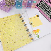 Caderno De Disco A4 Buendía Busy Bees Branco e Amarelo - caderno aberto