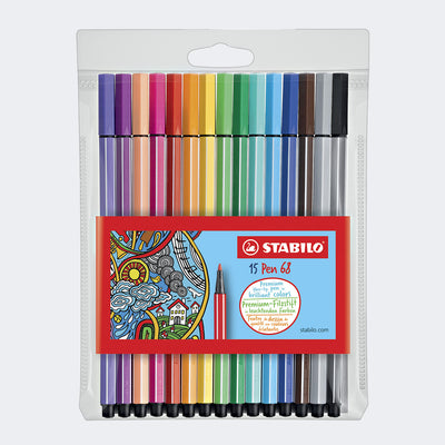 Caneta Stabilo Kit Pen 68 15 Cores Colorida - kit canetas coloridas