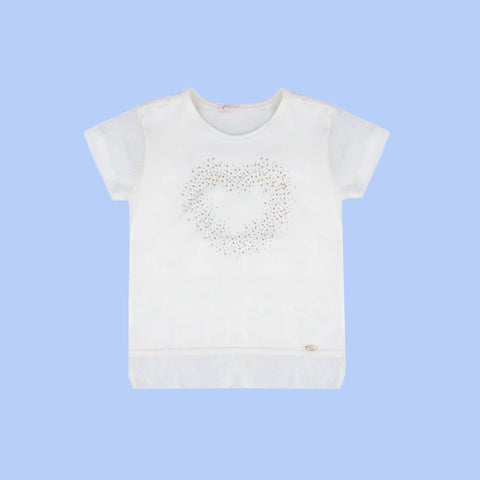 Camiseta Infantil Pampili Coração Off White