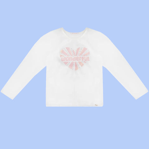 Camiseta Manga Longa Infantil Pampili Wonderful Off White