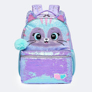 Mochila Pack Me Cat Lilás - frente da mochila