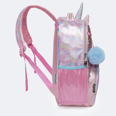 Mochila Pack Me Sweet Uni Rosa - lateral da mochila