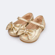 Sapato Infantil Pampili Mini Angel Strass Dourado Holográfico - sapato dourado para bebê