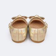 Sapato Infantil Pampili Mini Angel Strass Dourado Holográfico  - sapatilha infantil dourada