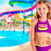 Biquini Infantil Viva Flor Amarração Roxo Neon