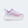 Tênis Infantil Feminino Bubble Malha Respirável Branco e Lilás