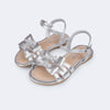 Sandália Infantil Feminina Cherrie com Laços Prateada