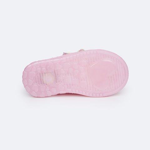 Tênis de Led Infantil Pampili Sneaker Luz Calce Fácil Laço Rosa Suspiro