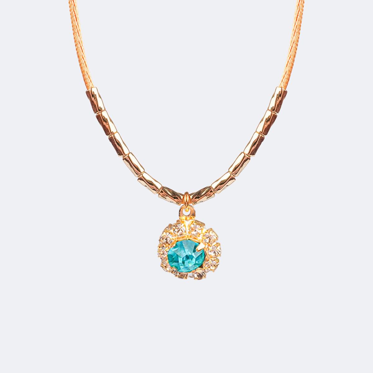 Colar Choker Infantil Pampili Flor Strass Tiffany - colar de strass