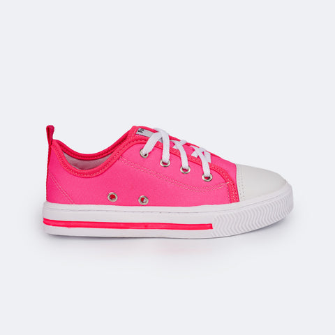 Tênis Infantil Feminino Pampili Easy Pink Neon - lateral tenis infantil para menina