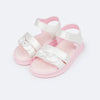 Sandália Papete Infantil Pampili Petit Lacinho Branco e Rosa Suspiro