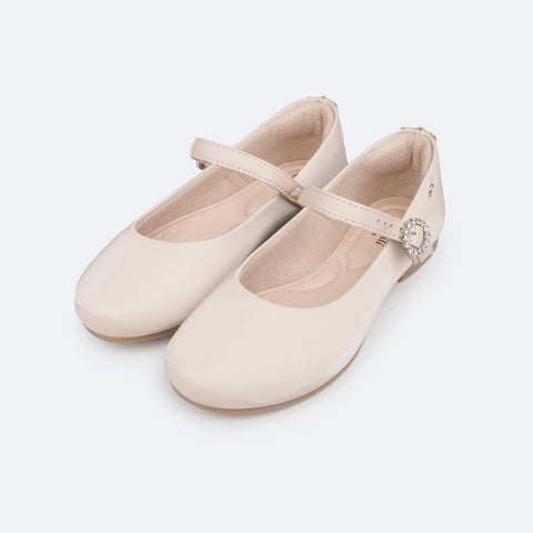 Sapato Infantil Feminino Pampili Angel Fivela com Strass Areia