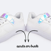 Tênis de Led Infantil Pampili Sneaker Luz Paetê Branco