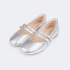 Sapatilha Infantil Feminina Ballet Metálico Prata