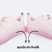 Tênis de Led Infantil Pampili Sneaker Luz Calce Fácil Laço Rosa Suspiro