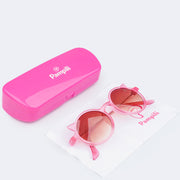 Óculos de Sol Infantil Feminino Acetato Redondo Gatinho Rosa