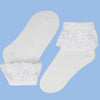 Meia de Batizado Infantil Pampili com Babado de Renda Branca
