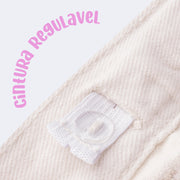 Short Saia Infantil Feminino Jeans Cargo Off White