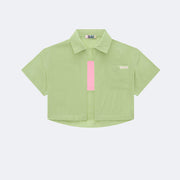 Conjunto Infantil Kukiê Três Peças Margaridas Verde - camisa com top