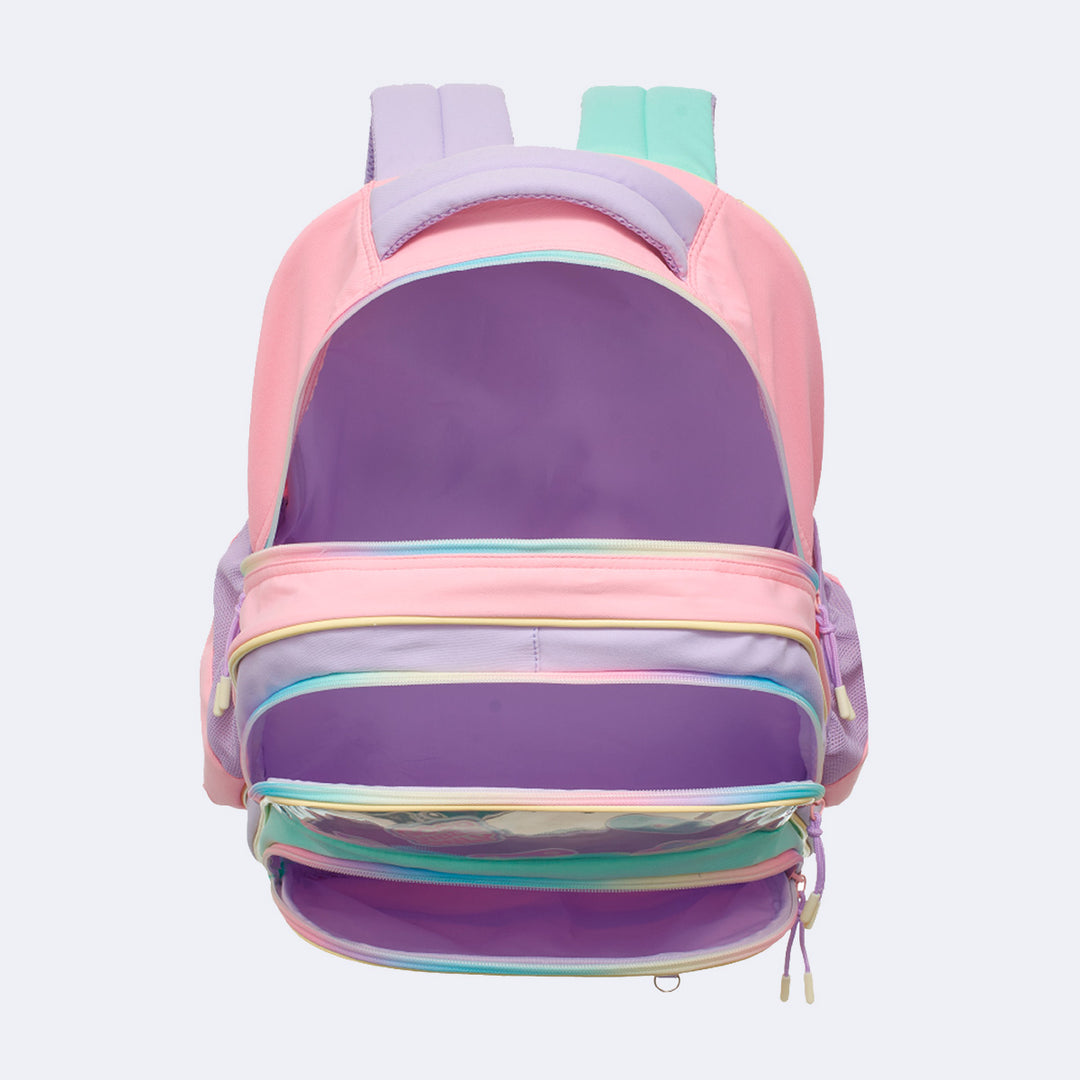 Mochila Escolar Infantil Pampili Pompom Holográfica Candy Colors