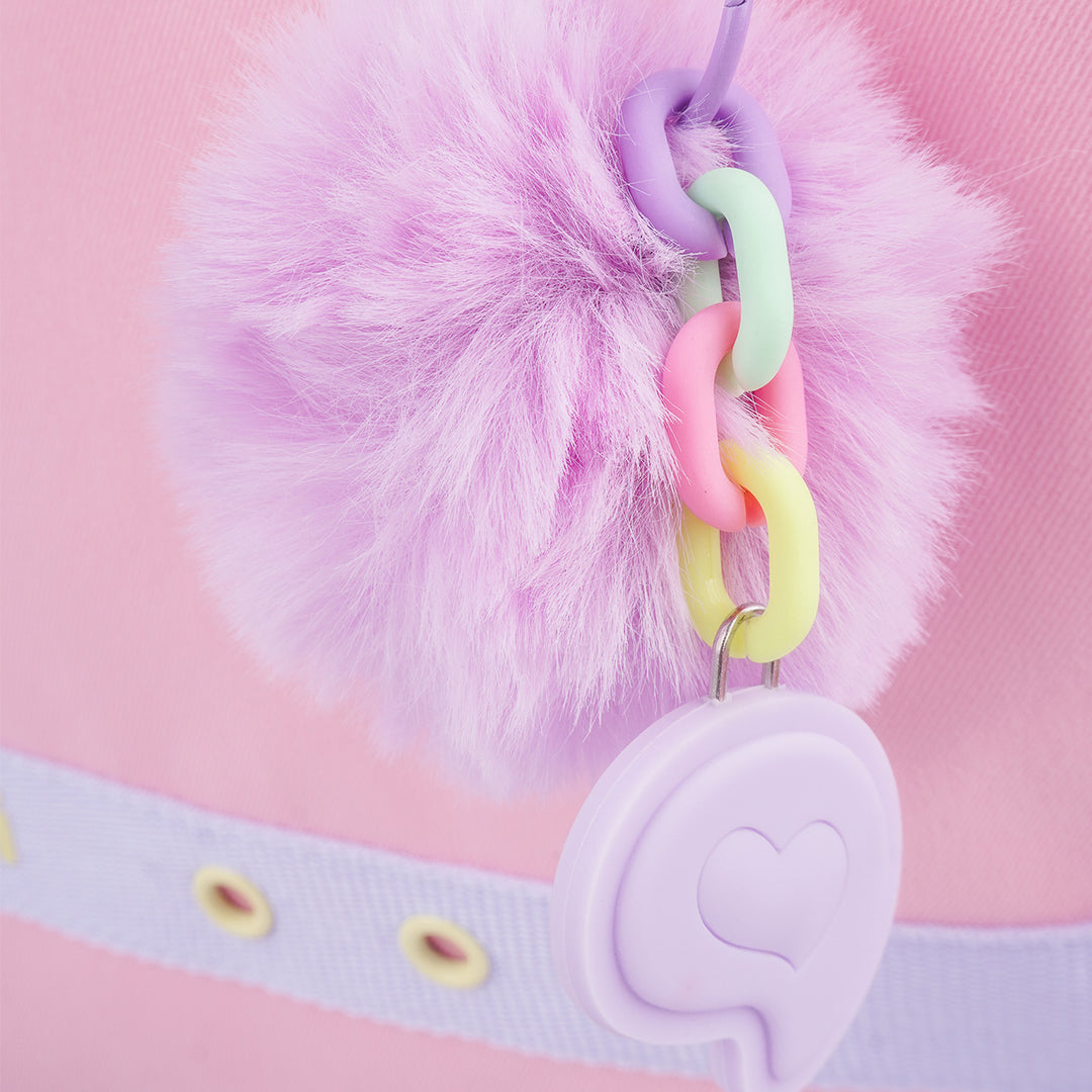 Mochila Escolar Infantil Pampili Pompom Holográfica Candy Colors