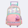 Mochila de Rodinha Infantil Escolar Pampili Pompom Holográfica Candy Colors