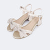 Sandália Infantil com Salto Pampili Fancy com Strass e Pérolas Nude