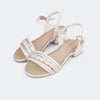 Sandália Infantil com Salto Pampili Fancy Trançada com Strass Nude