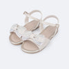 Sandália Infantil Pampili Mili Laço com Glitter e Strass Nude