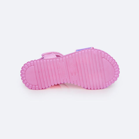 Sandália Papete Infantil Pampili Candy Holográfica Rosa - Vem com Porta Celular - solado antiderrapante