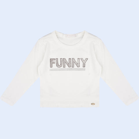 Camiseta Infantil Pampili Manga Longa Funny Off White