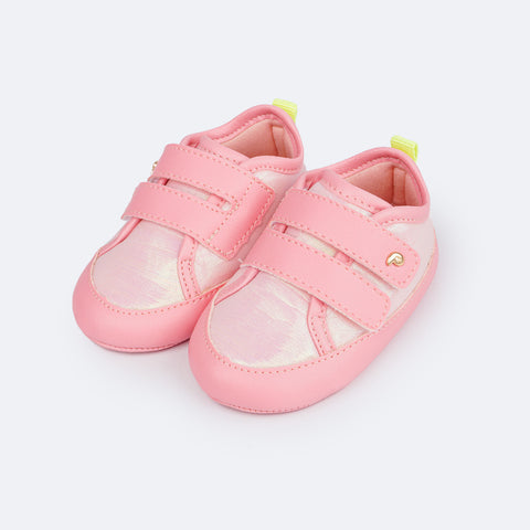 Tênis de Bebê Pampili Nina Velcro Rosa Chiclete - tênis para bebê