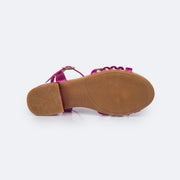 Sandália Infantil com Salto Pampili Fancy Tiras Pink Metalizada - solado da sandália de salto antiderrapante