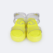 Sandália Feminina Tweenie Maya Glee Tiras Transparente e Amarela - frente da sandalia de plastico