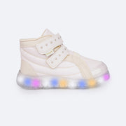 Tênis de Led Infantil Cano Médio Pampili Liz Luz Comfy Glitter Nude - lateral tênis infantil