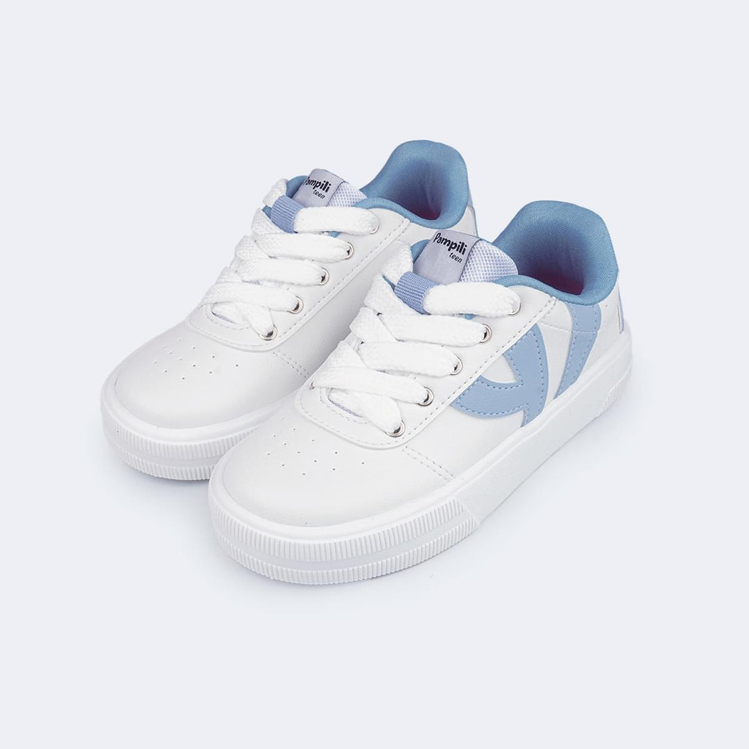 Tênis Infantil Feminino XT25 Casual Branco Azul Claro