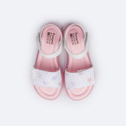 Sandália de Led Infantil Pampili Lulli Glitter e Pontos Coloridos Branca - superior da sandália de led