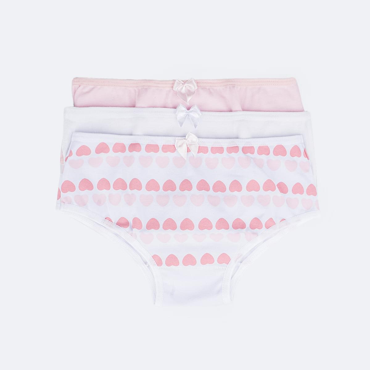 Kit Calcinha Infantil Pampili Sortidas Corações Colorido - calcinha infantil