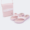Chinelo Infantil Feminino Pampili Candy Glitter Flocado Rosa Glace - Vem com Bolsinha!