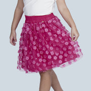 Saia de Tule Infantil Pampili Flores Pink