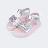 Sandália Papete Infantil Pampili Petit Flores Prata